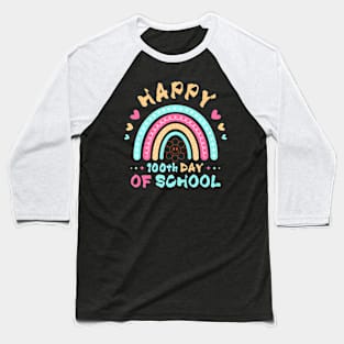 Happy 100Th Day Of School Teacher Kids 100 Days Rainbow Baseball T-Shirt